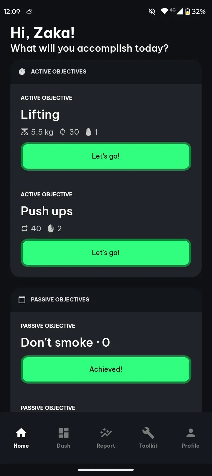 App screenshot showcasing a the home page.